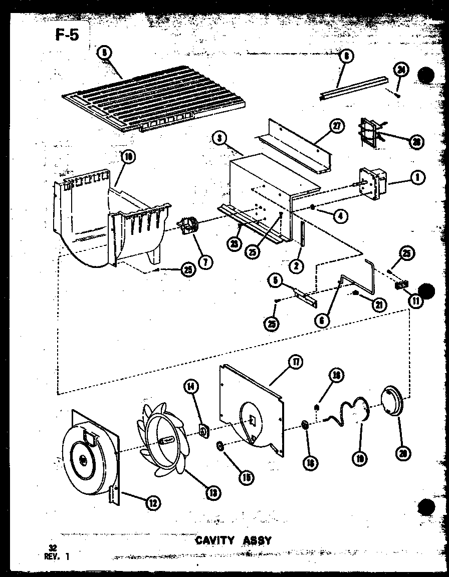 Amana SDI25E-1-C-P74870-18WC cavity assy diagram