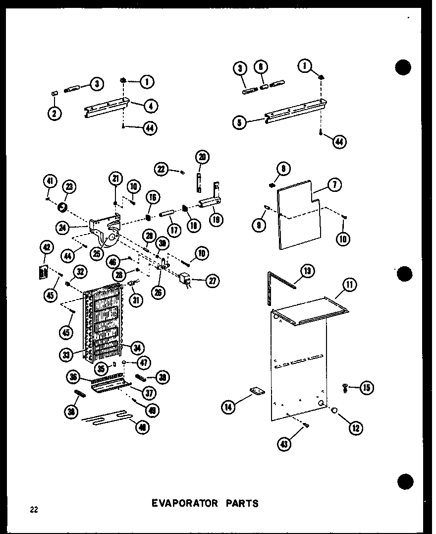 Amana SDI25D-P73900-17W evaporator parts diagram