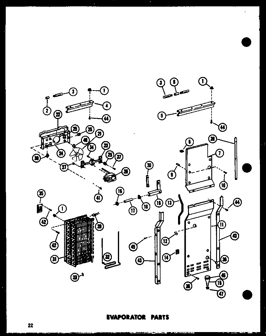 Amana SRI19E-A-P74100-5WA evaporator parts diagram