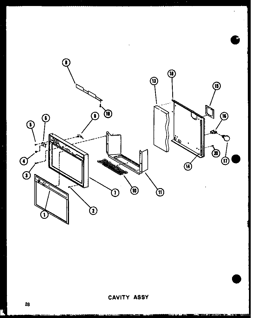Amana SRI19E-A-P74100-5WA cavity assy diagram