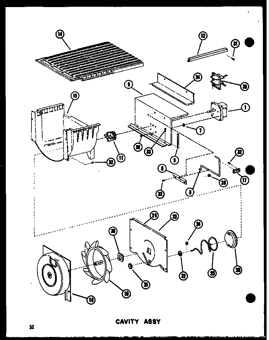 Amana SRI19E-A-P74100-5WA cavity assy diagram