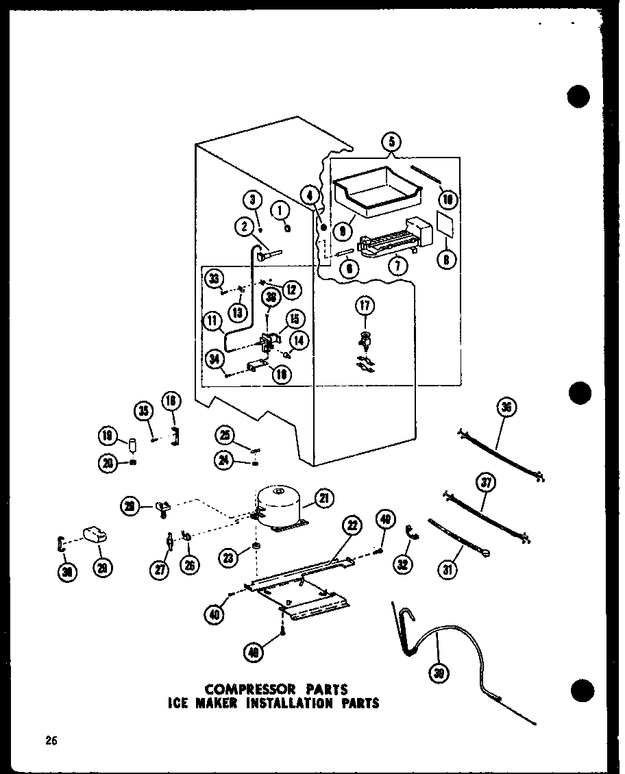 Amana SR25E-A-P74100-4WA compressor parts ice maker installation parts diagram