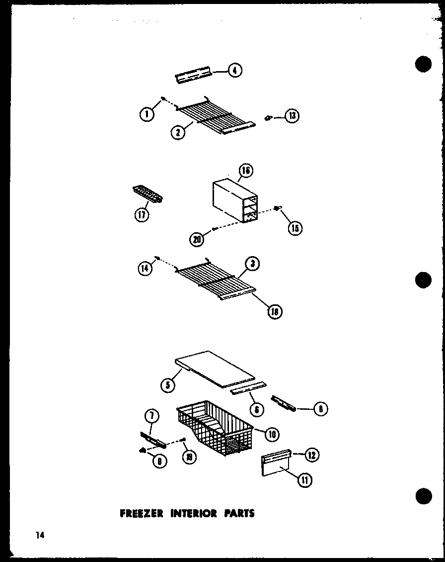 Amana SR-522E-C-P74870-10WC freezer interior parts diagram