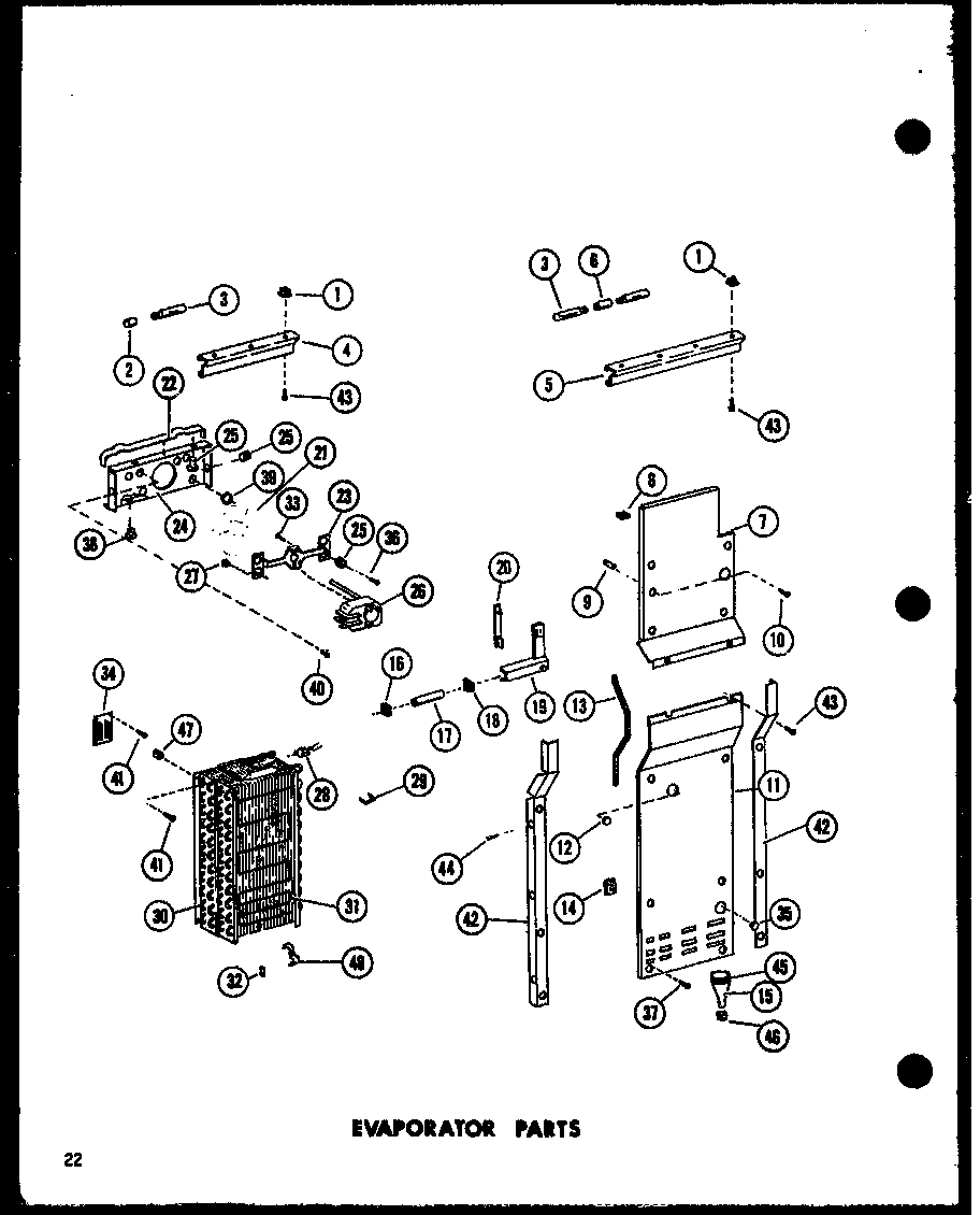 Amana SR-522E-C-P74870-10WC evaporator parts diagram