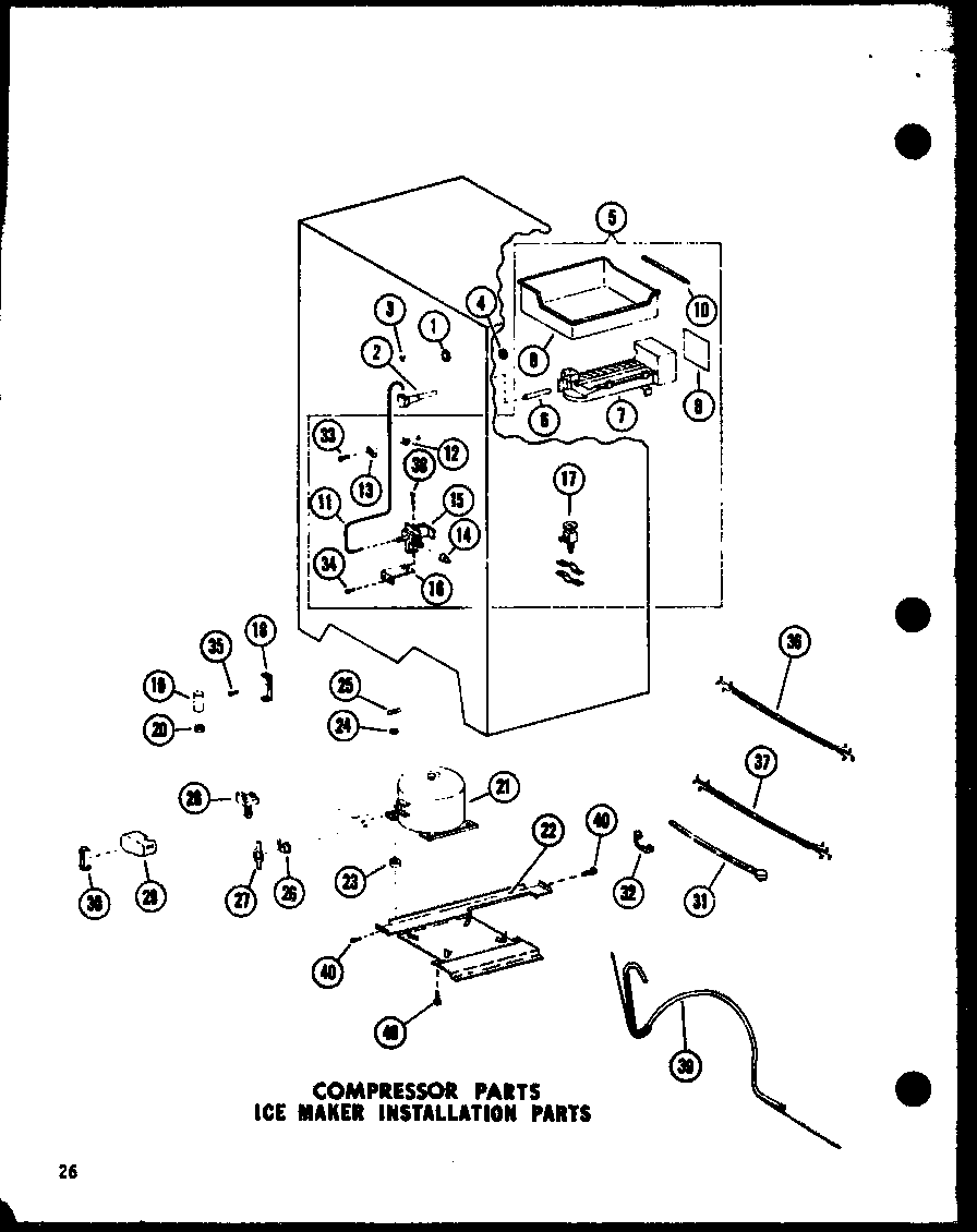 Amana SR-522E-C-P74870-10WC compressor parts ice maker installation parts diagram