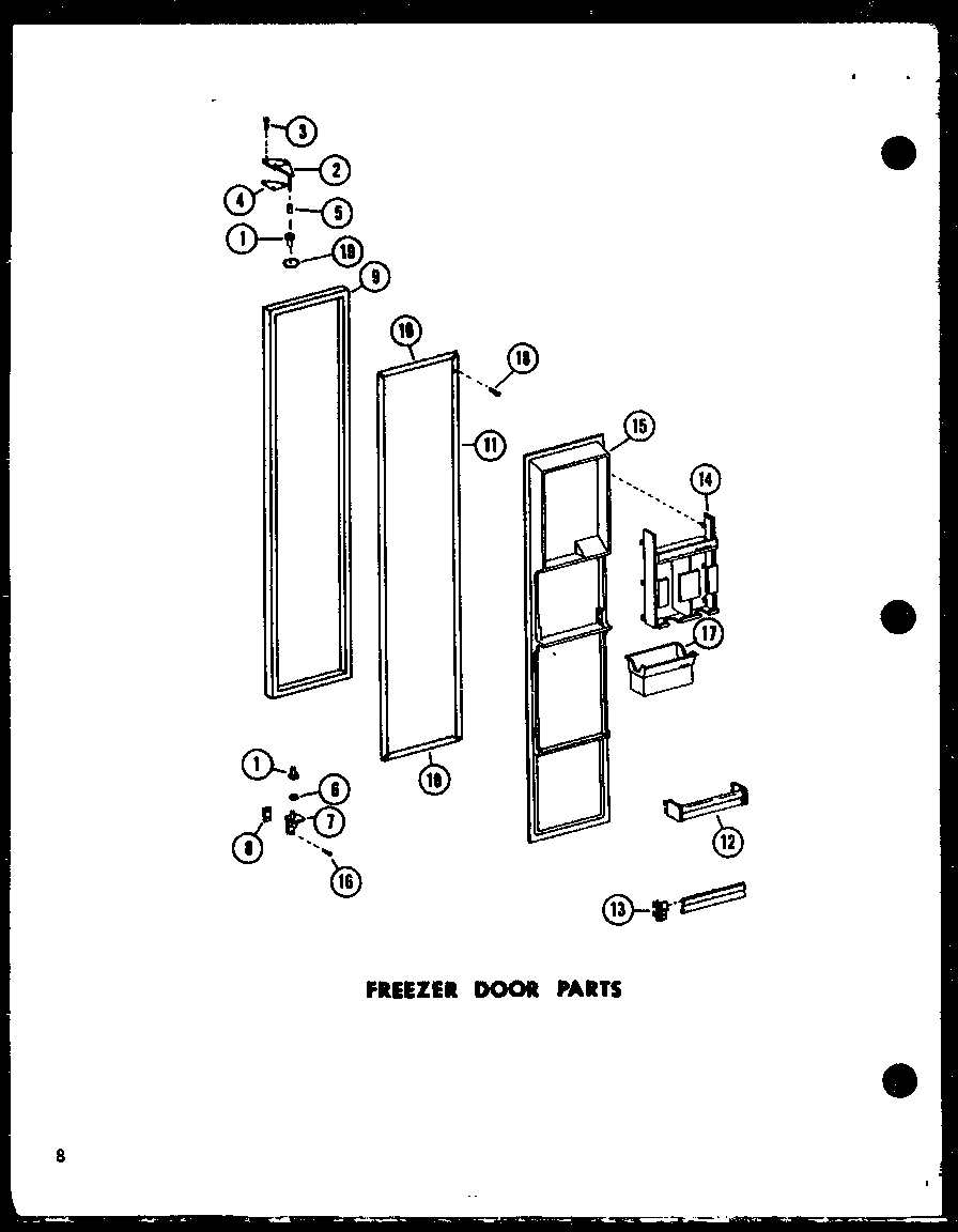 Amana SR25E-C-P74870-15WC freezer door parts diagram