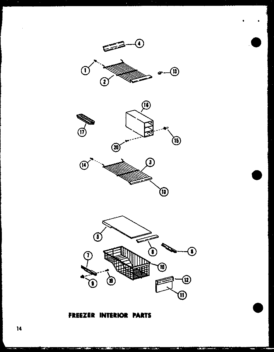 Amana SR25E-C-P74870-15WC freezer interior parts diagram