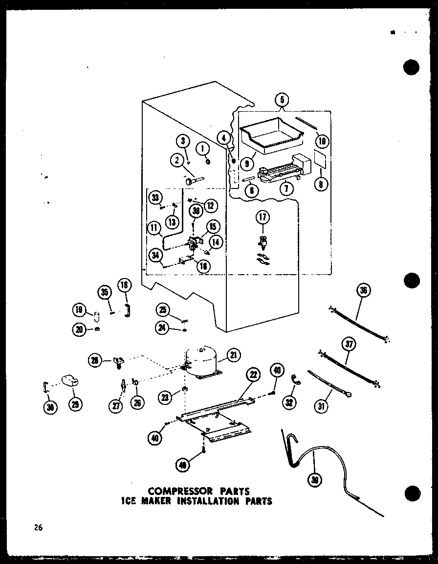 Amana SR25E-C-P74870-15WC compressor parts ice maker installation parts diagram