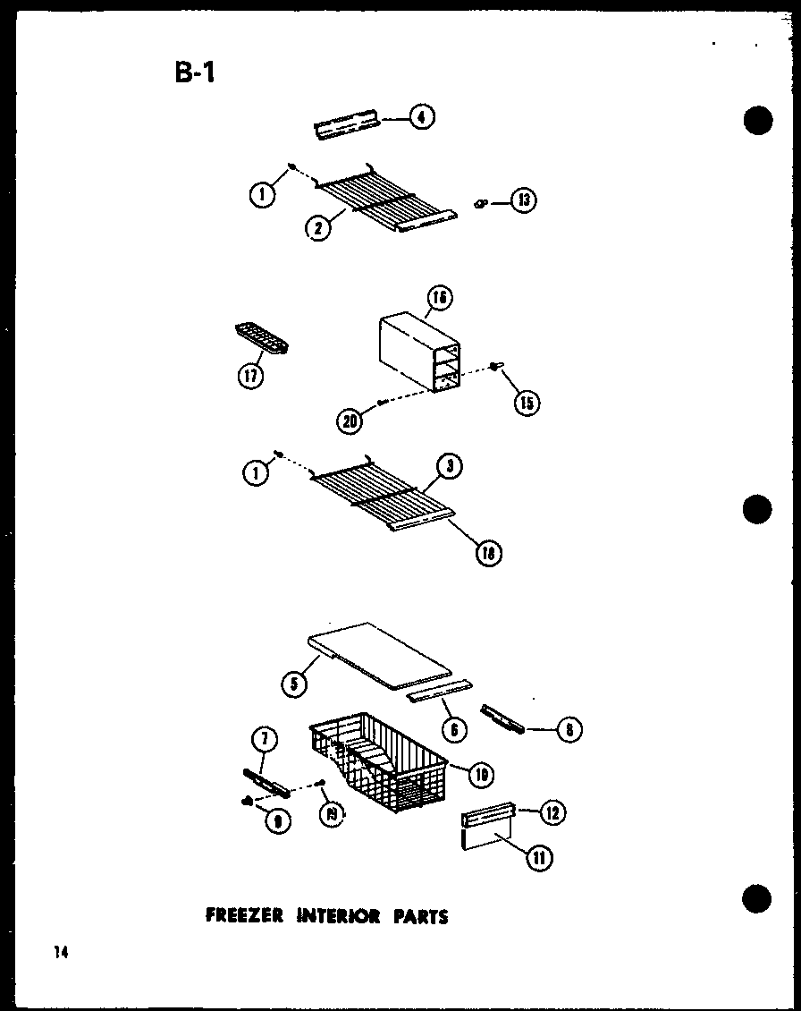 Amana SR19E-1-A-P74870-22WA freezer interior parts diagram