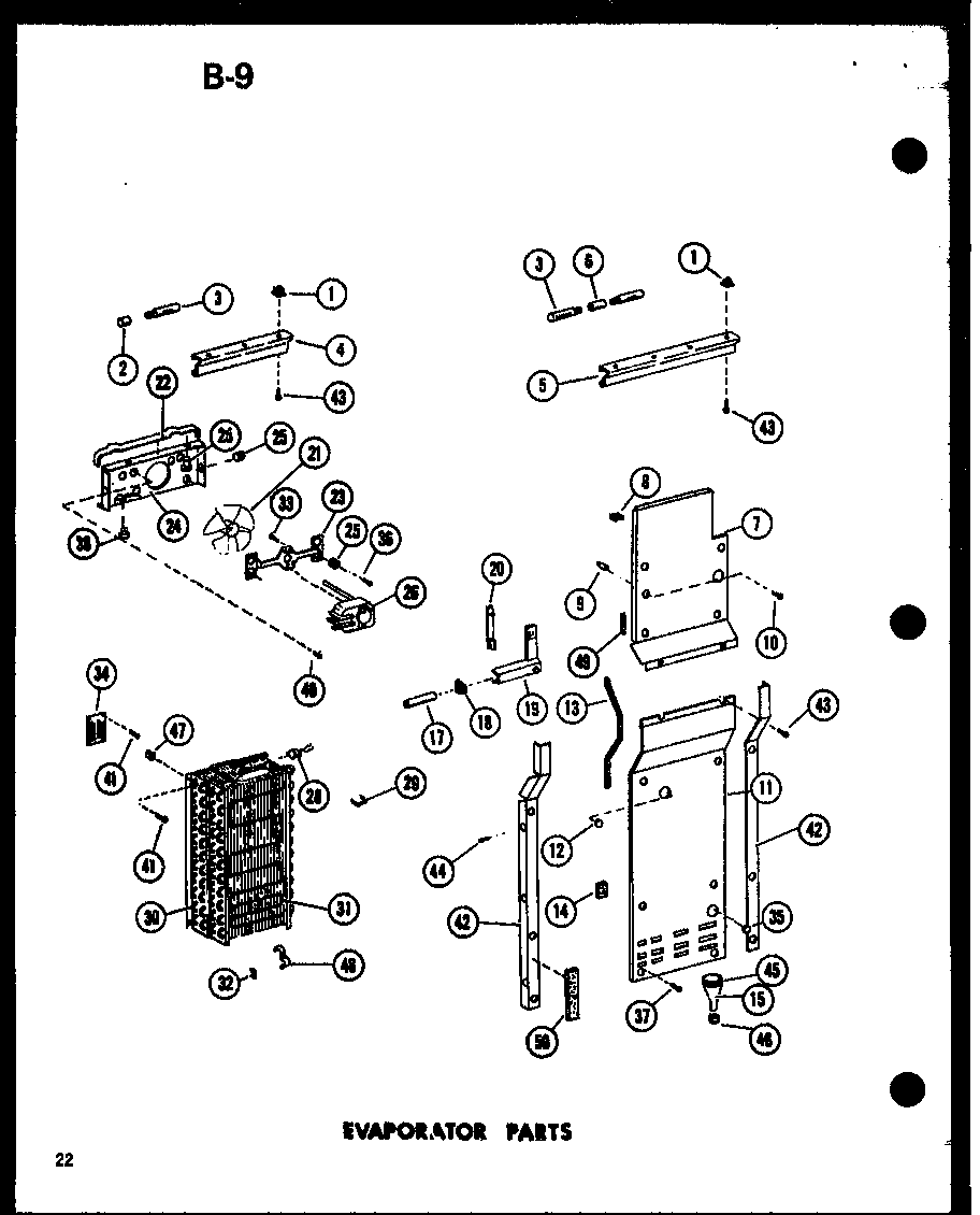 Amana SR19E-1-A-P74870-22WA evaporator parts diagram