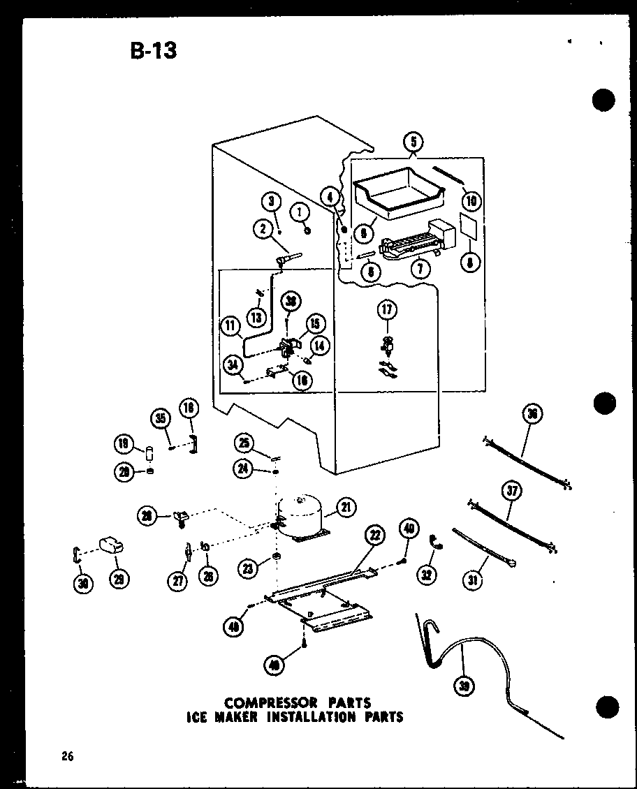 Amana SR19E-1-A-P74870-22WA compressor parts ice maker installation parts diagram