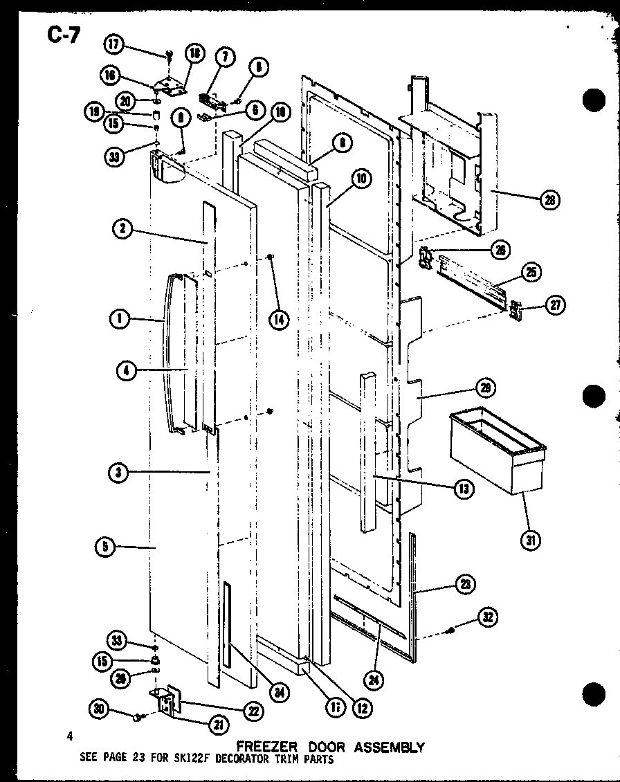 Amana SKI22F-A-P75400-11WA freezer door assembly diagram