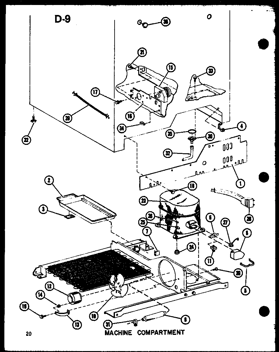 Amana SKI22F-A-P75400-11WA machine compartment diagram