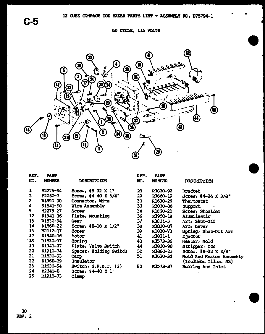 Amana SDI25F-1-A-P75400-8WA 12 cube compact ice maker d75794-1 diagram