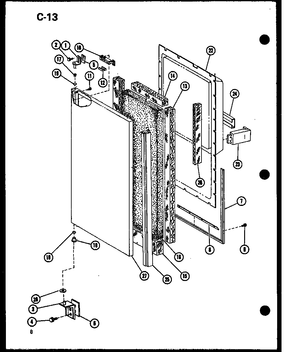 Amana SLDI22F-1-C-P75400-14WC lower freezer door diagram