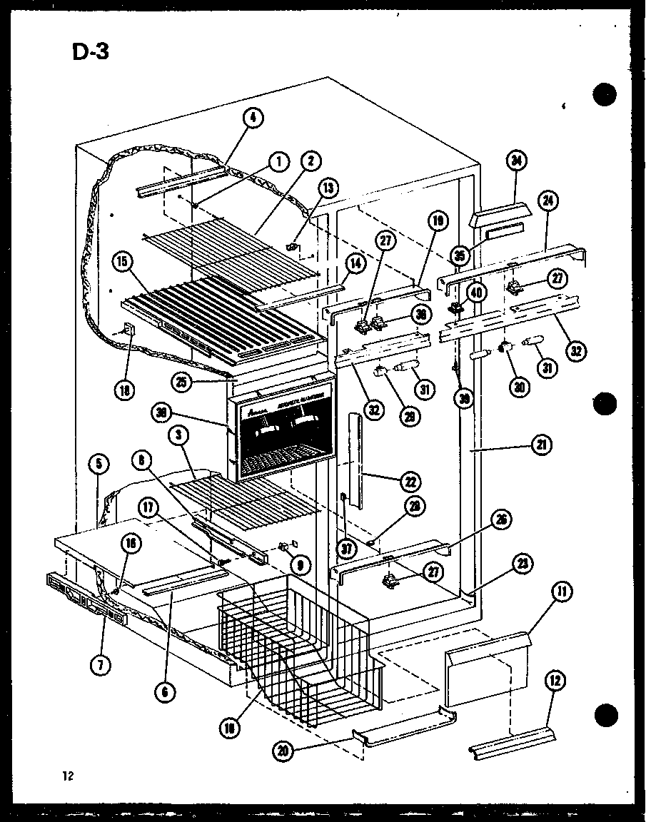 Amana SLDI22F-1-C-P75400-14WC freezer shelves diagram