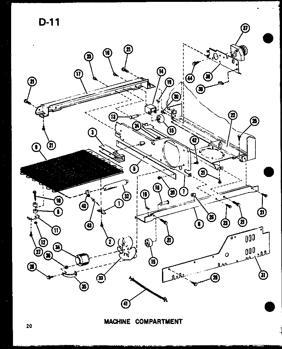 Amana SLDI22F-1-C-P75400-14WC machine compartment diagram