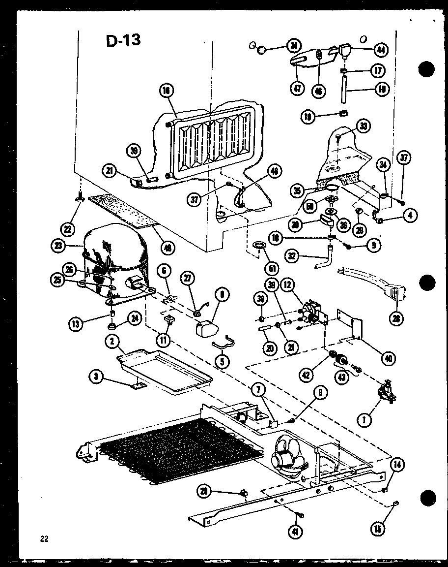 Amana SLDI22F-1-C-P75400-14WC drain/compressor cover diagram