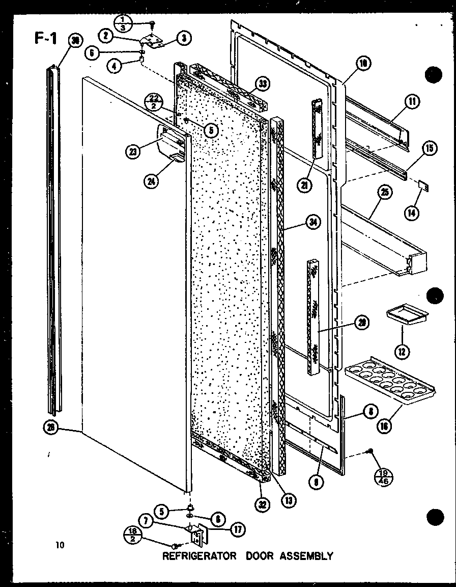 Amana SLDI25F-C-P76421-1WC refrigerator door assembly diagram