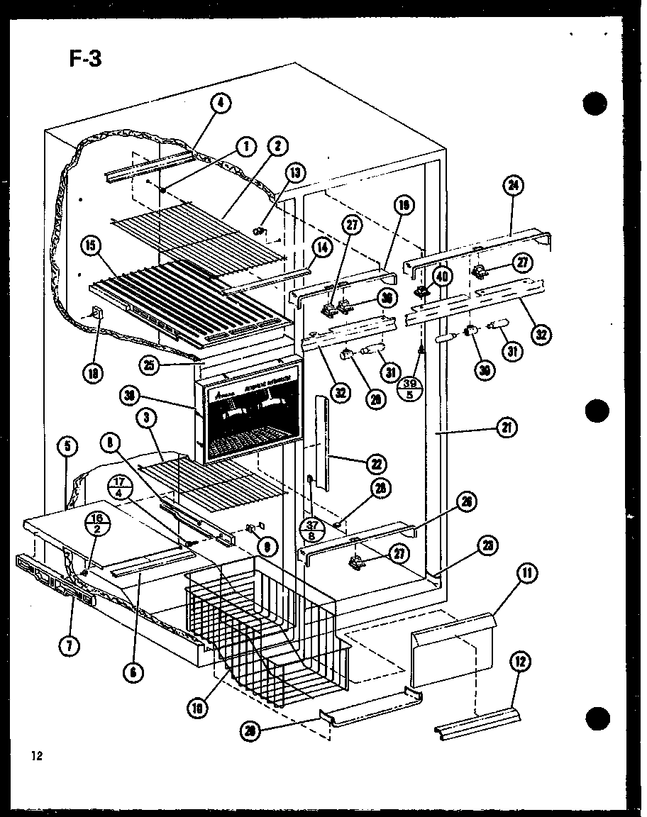 Amana SLDI25F-C-P76421-1WC freezer shelves diagram