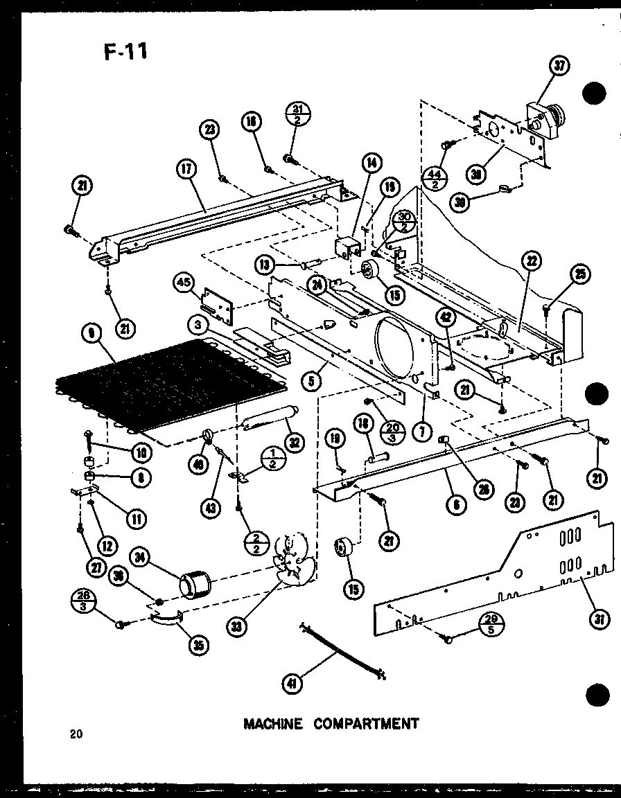 Amana SLDI25F-C-P76421-1WC machine compartment diagram