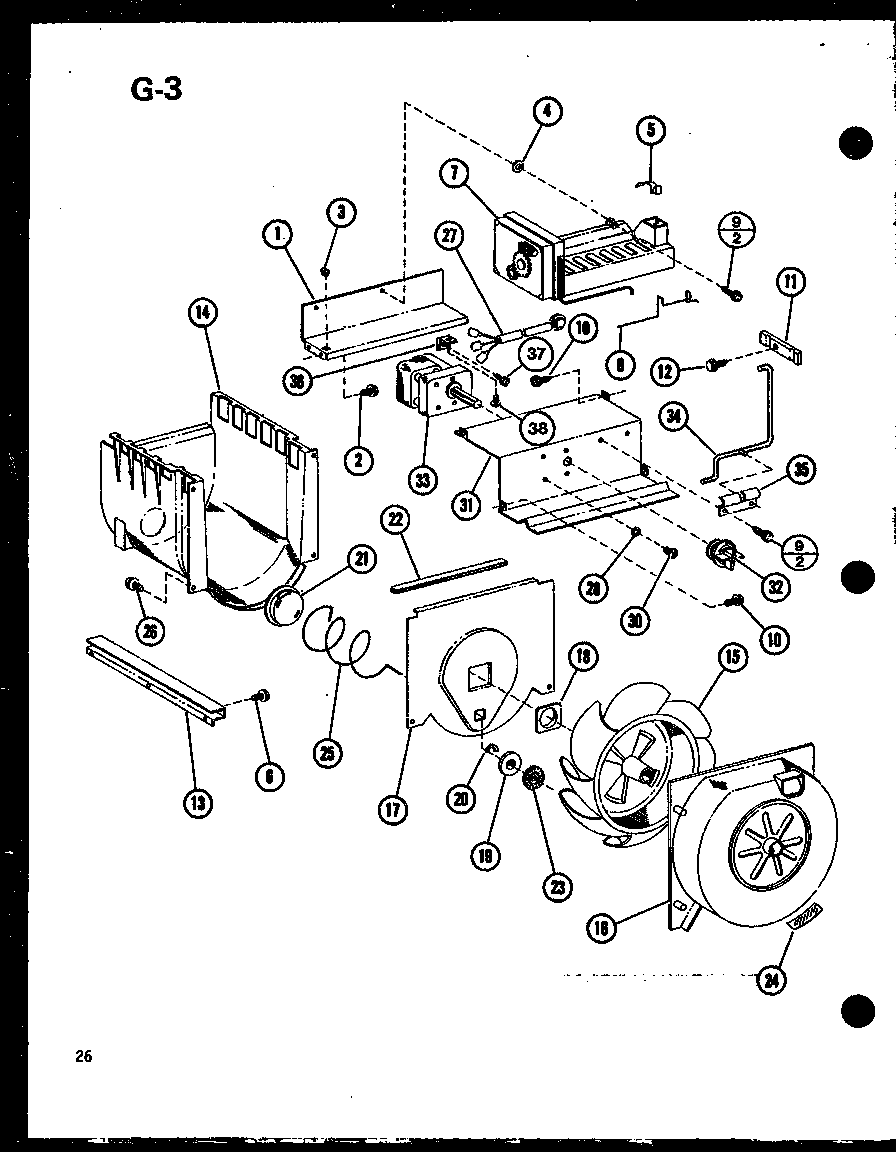 Amana SLDI25F-C-P76421-1WC icemaker/motor, drive diagram
