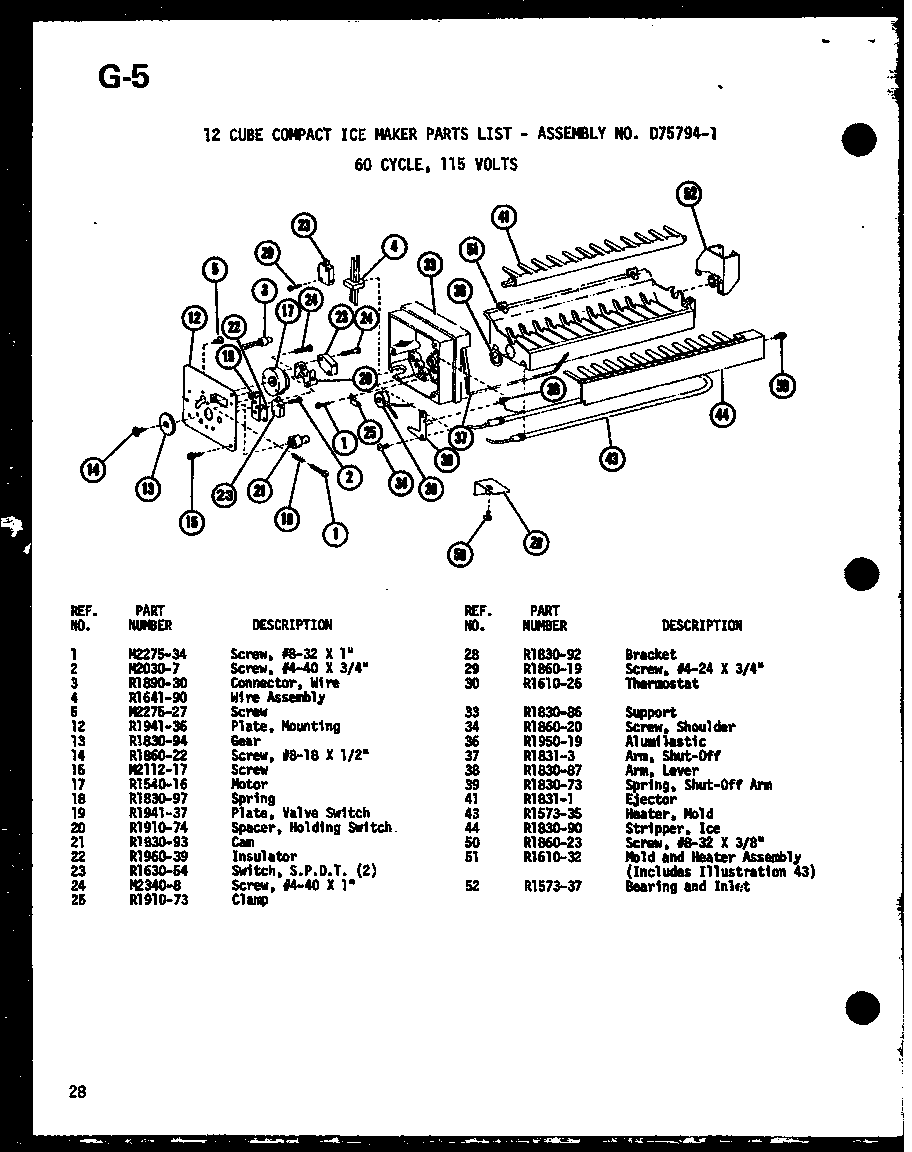 Amana SLDI25F-C-P76421-1WC 12 cube compact ice maker d75794-1 diagram