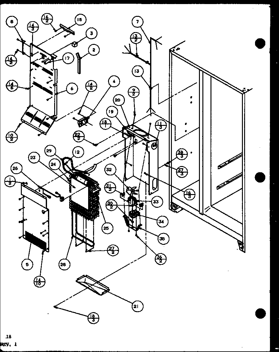 Amana SLDT25H-P7836027W evaporator and air handling diagram