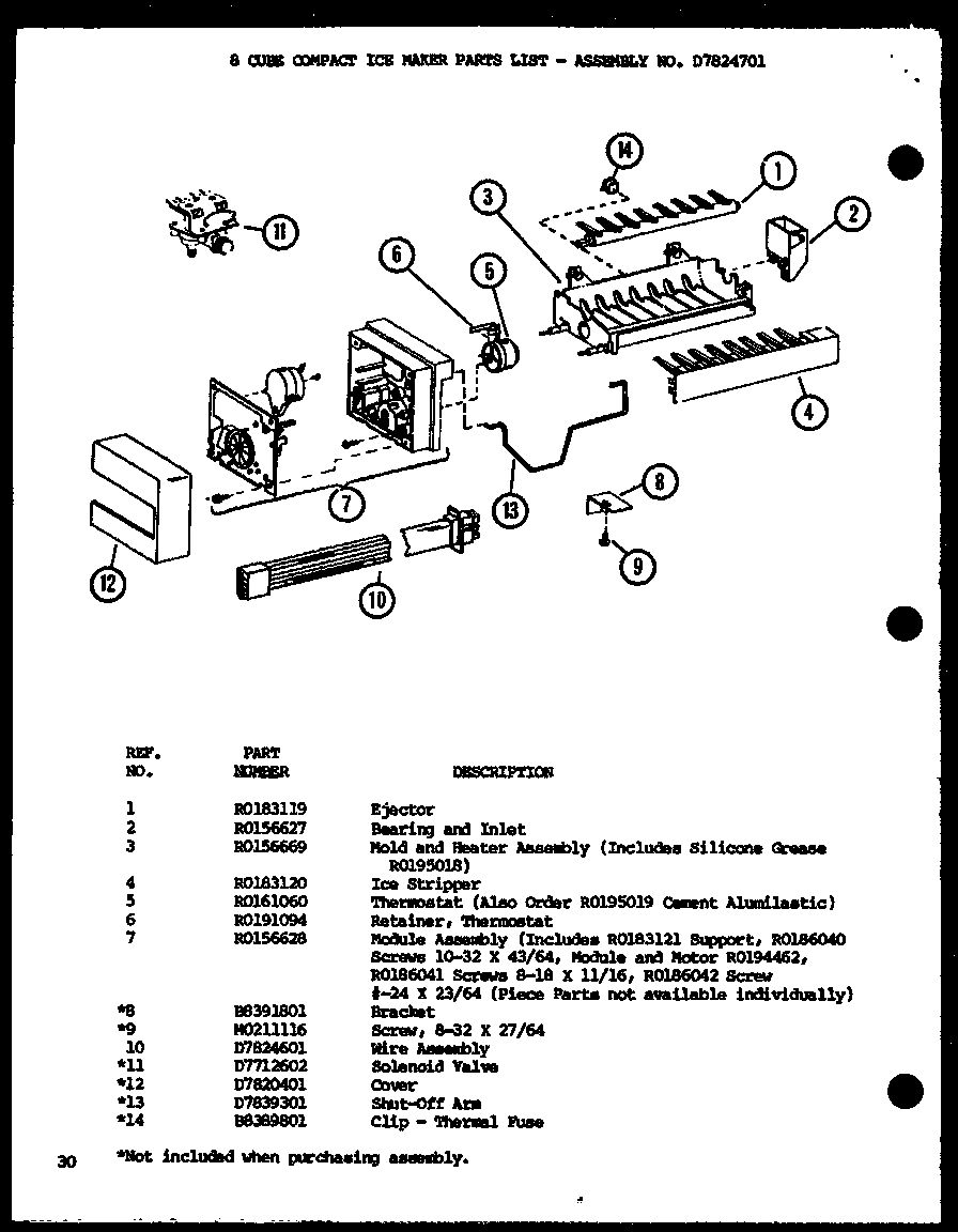 Amana SLDT25H-P7836027W 8 cube compact ice maker diagram