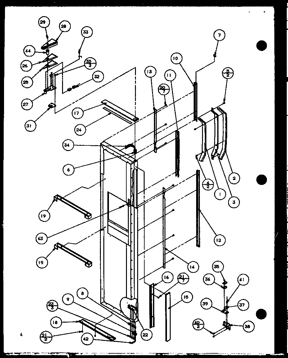 Amana SWDT22H-P7836025W freezer door hinge and trim parts diagram