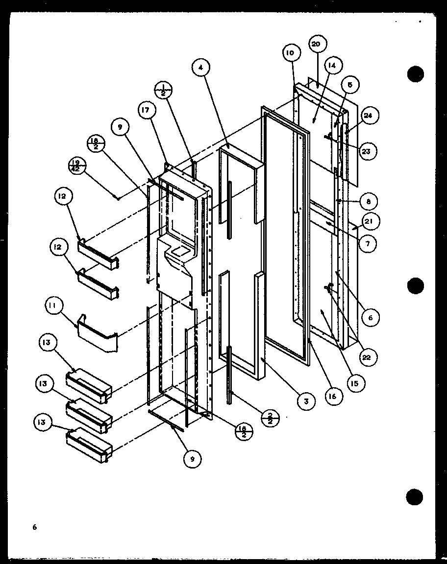 Amana SWDT22H-P7836025W freezer door diagram