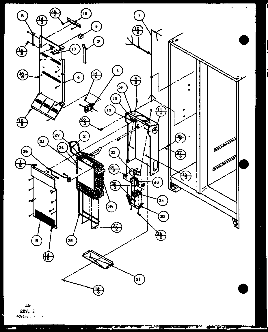 Amana SWDT22H-P7836025W evaporator and air handling diagram