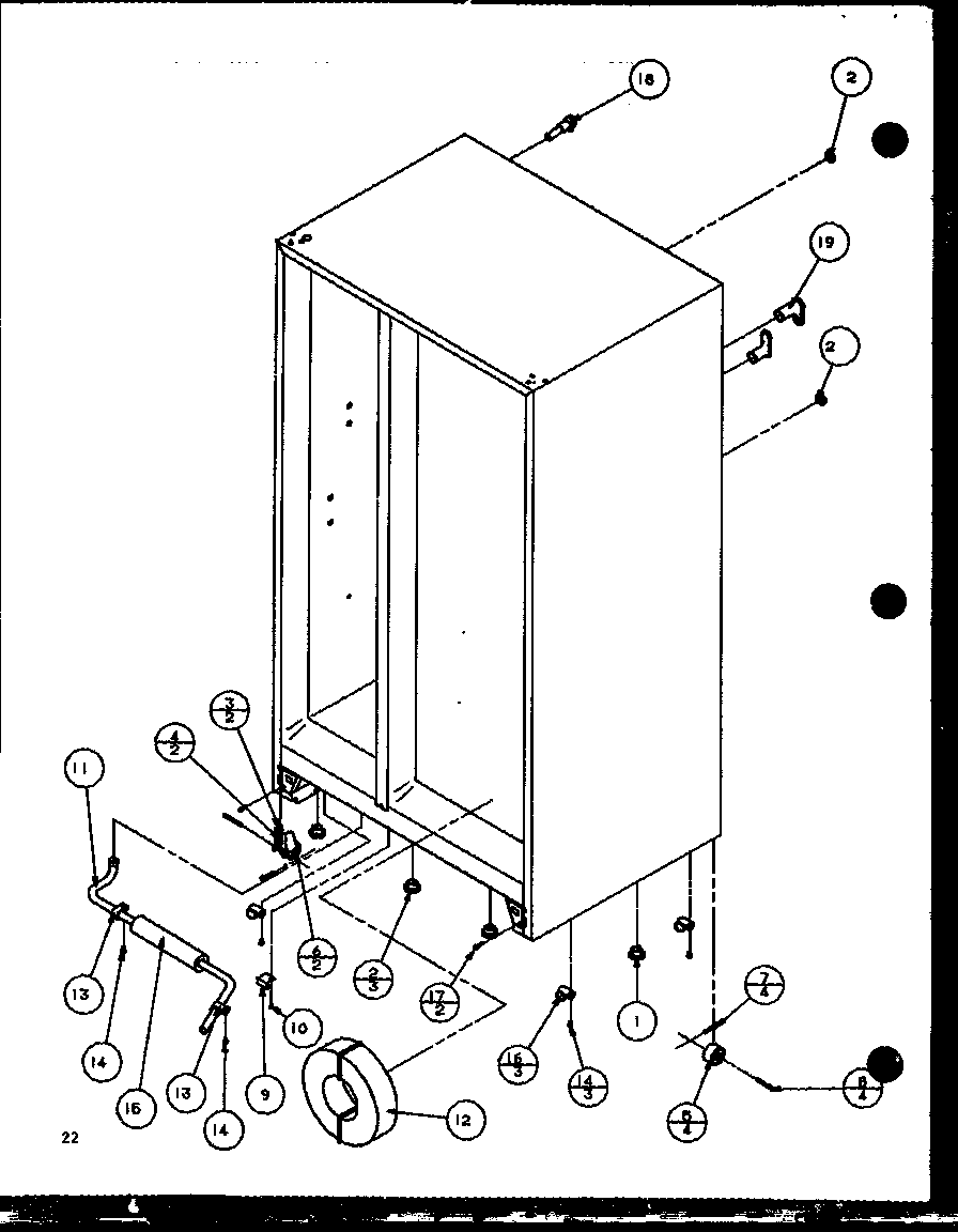 Amana SWDT22H-P7836025W drain and rollers diagram