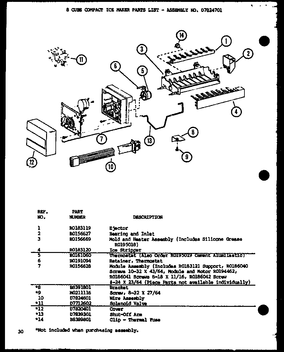 Amana SWDT22H-P7836025W 8 cube compact ice maker diagram