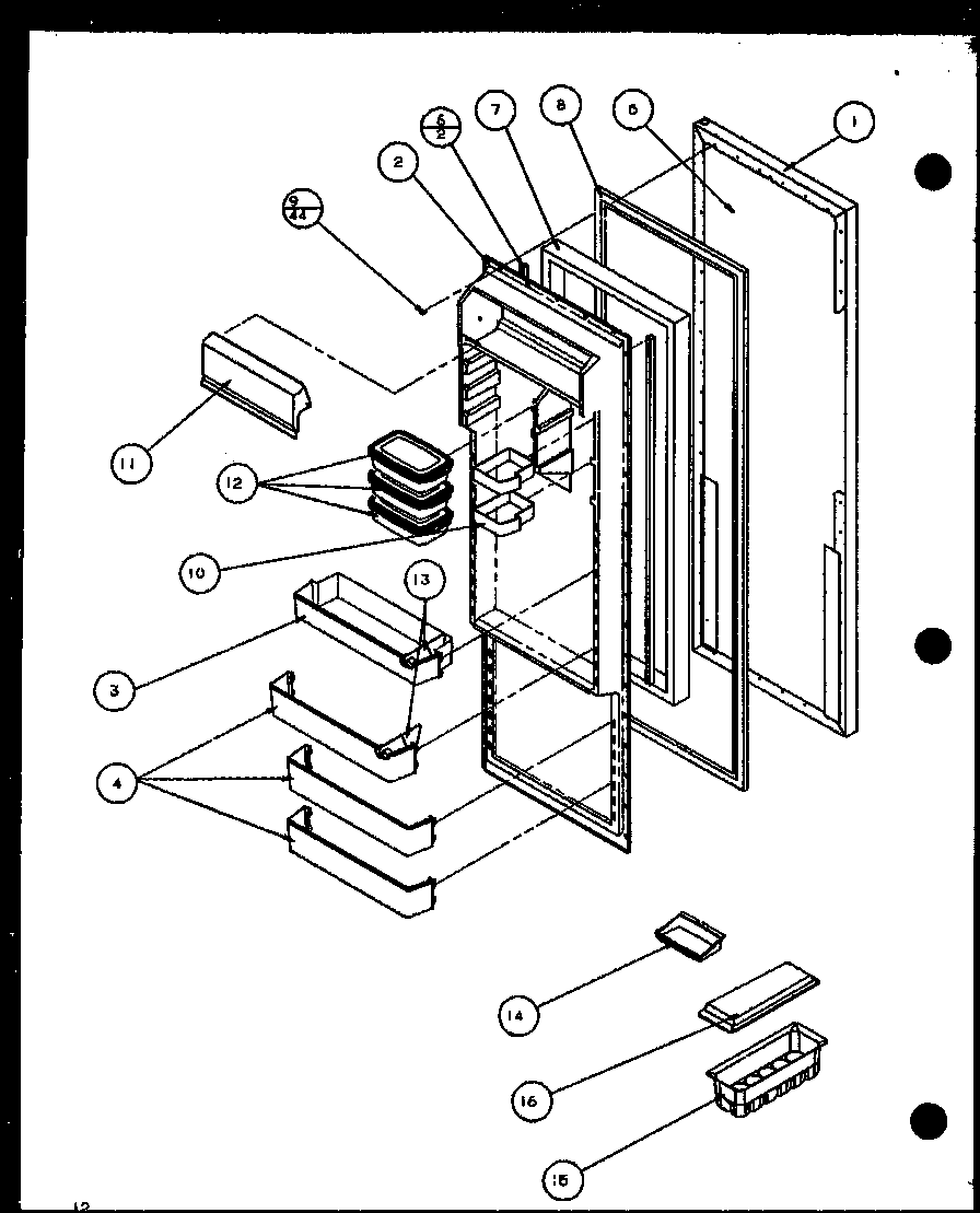 Amana IC4-P7808101W refrigerator door (sc19j/p7804507w) diagram