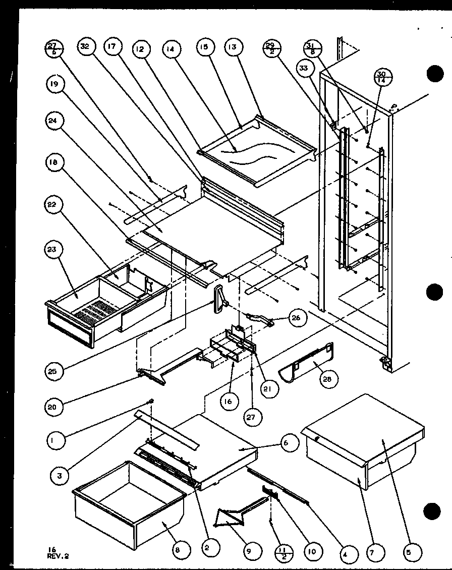 Amana IC4-P7808101W refrigerator shelving and drawers (sc19j/p7804507w) diagram