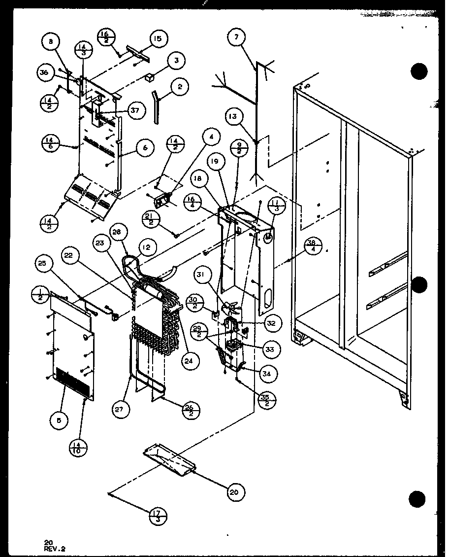 Amana IC4-P7808101W evaporator and handling (sc19j/p7804507w) diagram