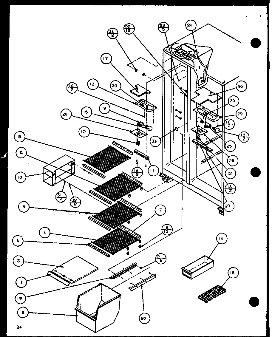 Amana IC4-P7808101W freezer shelving and refrigerator light (sc22j/p7870120w) (sc22j/p1104030w) diagram