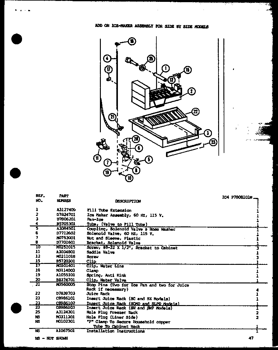 Amana IC4-P7808101W add on ice maker assembly (ic4/p7808101w) diagram
