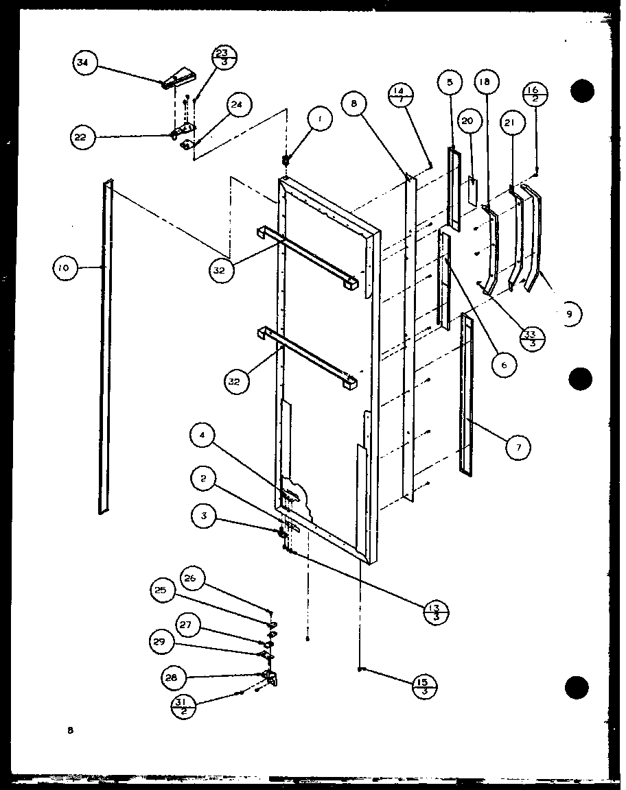 Amana SX22J-P1104029W refrigerator door hinge and trim parts (sx22j/p7870118w) (sx22j/p1104029w) (sx25j/p7870105w) (sx25j/p1104025w) diagram