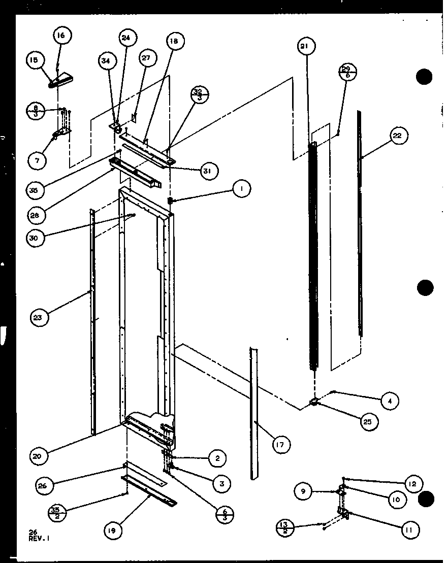 Amana SXI20J-P7870122W freezer door (sbi20j/p7870125w) diagram
