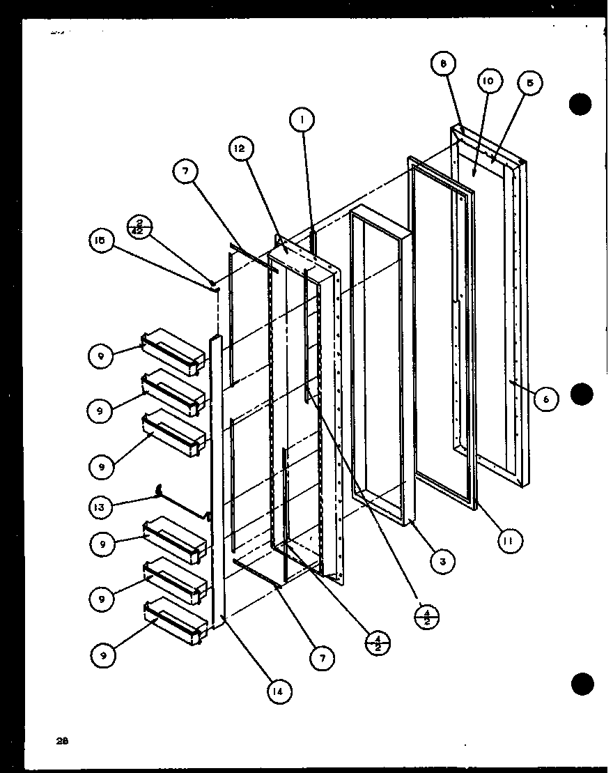 Amana SXI20J-P7870122W freezer door (sbi20j/p7870125w) diagram