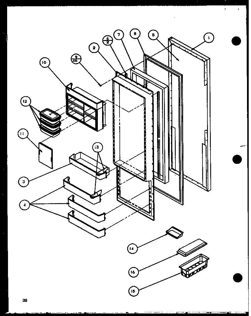 Amana SXI20J-P7870122W refrigerator door (sbi20j/p7870125w) diagram