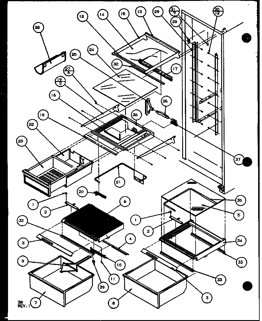 Amana SXI20J-P7870122W freezer for shelving and drawers (sbi20j/p7870125w) diagram