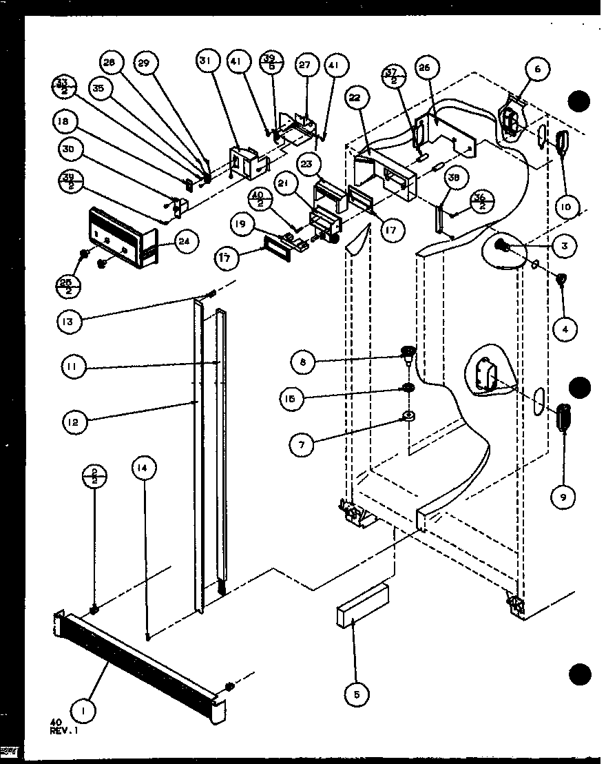 Amana SXI20J-P7870122W refrigerator controls and cabinet parts (sbi20j/p7870125w) diagram