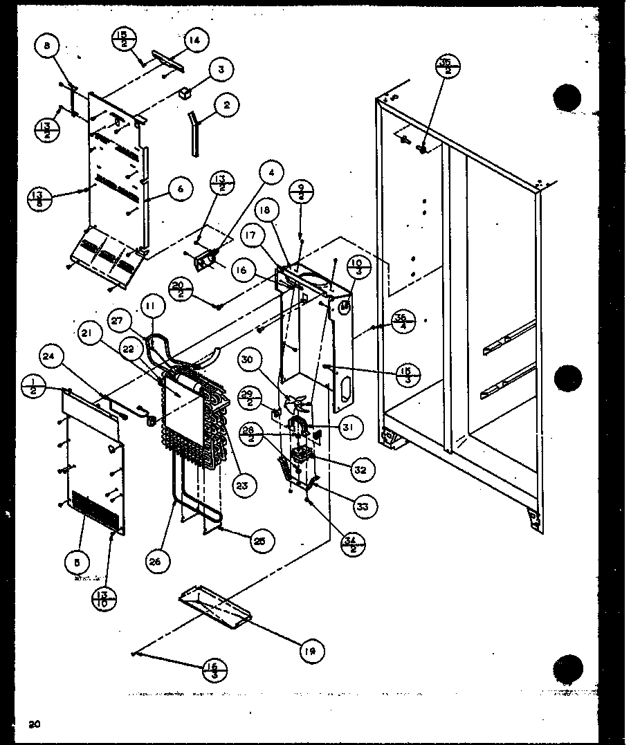 Amana SZI20K-P1117801W evaporator and air handling (szi20k/p1117801w) diagram