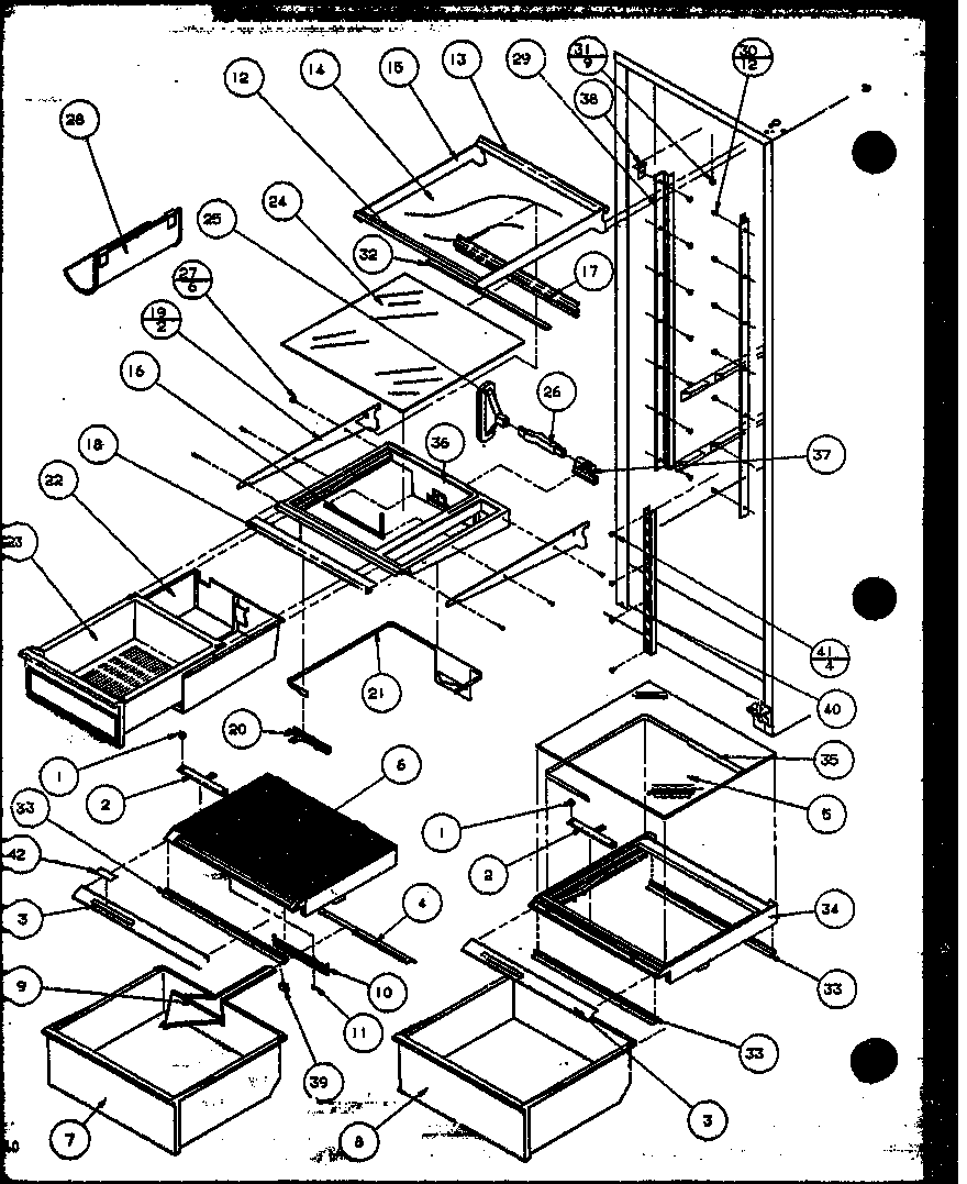 Amana SZI20K-P1117801W refrigerator for shelving and drawers (sbi20k/p1117802w) diagram