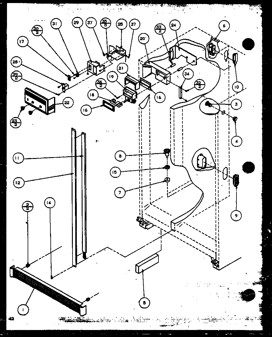 Amana SZI20K-P1117801W refrigerator/freezer controls and cabinet parts (sbi20k/p1117802w) diagram