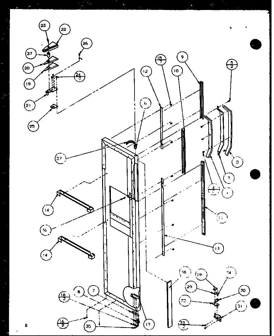 Amana SXD22J-P1116104W freezer door (sxd25j/p1116401w) (sxd25j/p1116402w) diagram