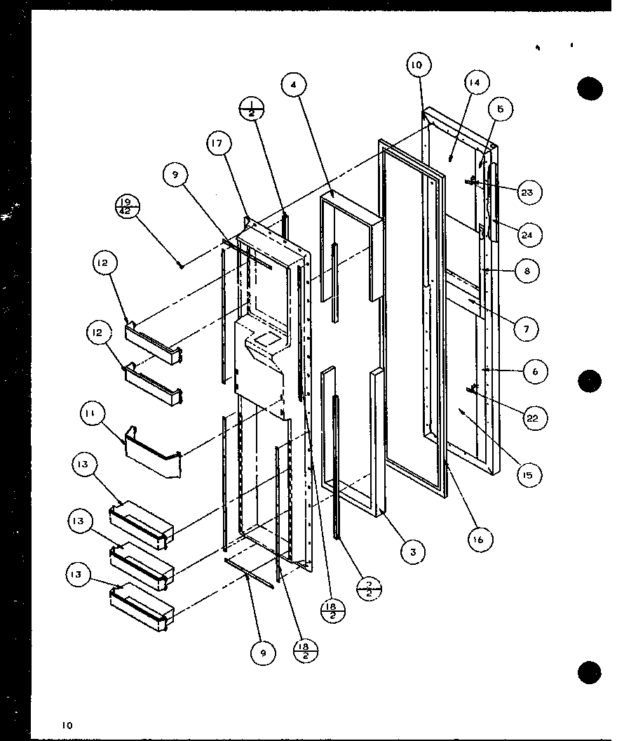 Amana SXD22J-P1116104W freezer door (sxd25j/p1116401w) (sxd25j/p1116402w) diagram